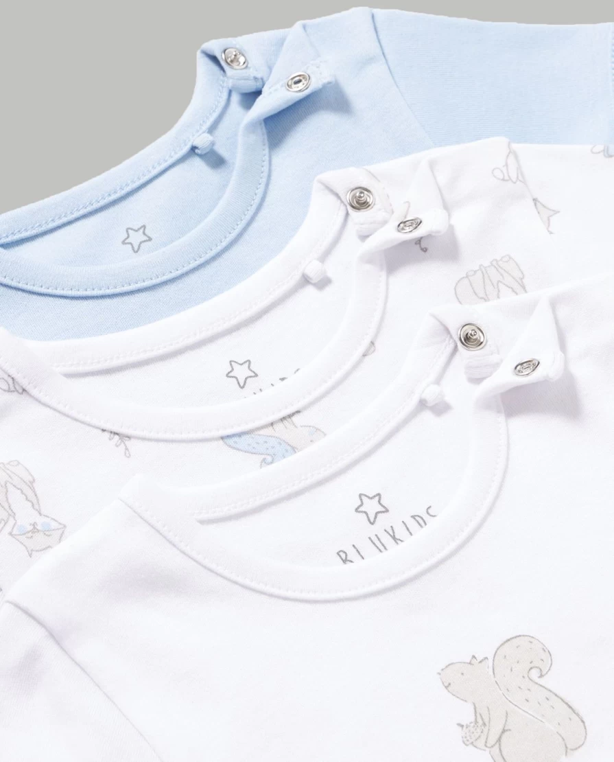 "Blukids 3-Pack Newborn Pure Cotton Short Sleeve Bodysuits – Soft Baby Onesies for Birth"