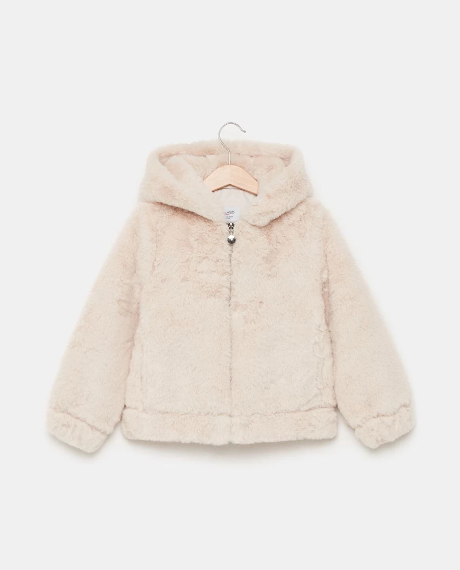 Blukids Eco Fur Hooded Jacket for Girls - Warm Winter Coat for Children