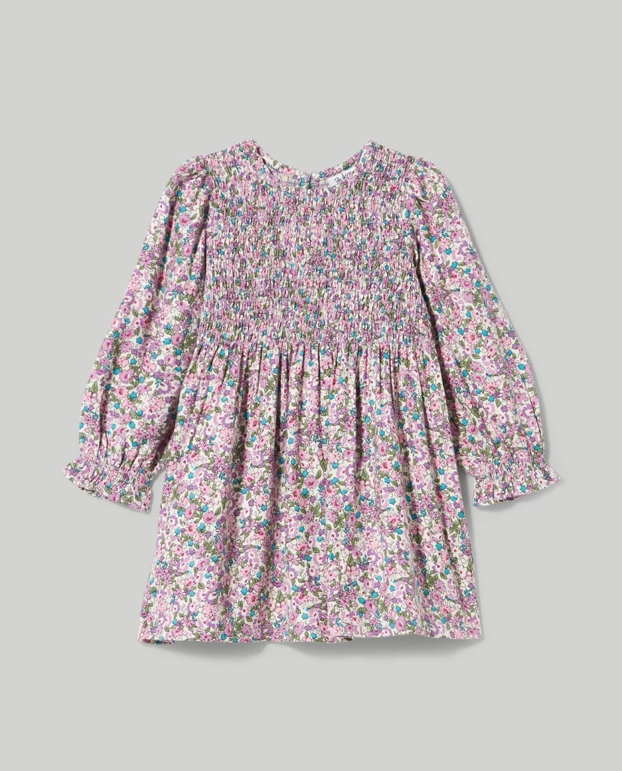 Blukids Newborn Baby Girl's Smock Stitch Long Sleeve Dress
