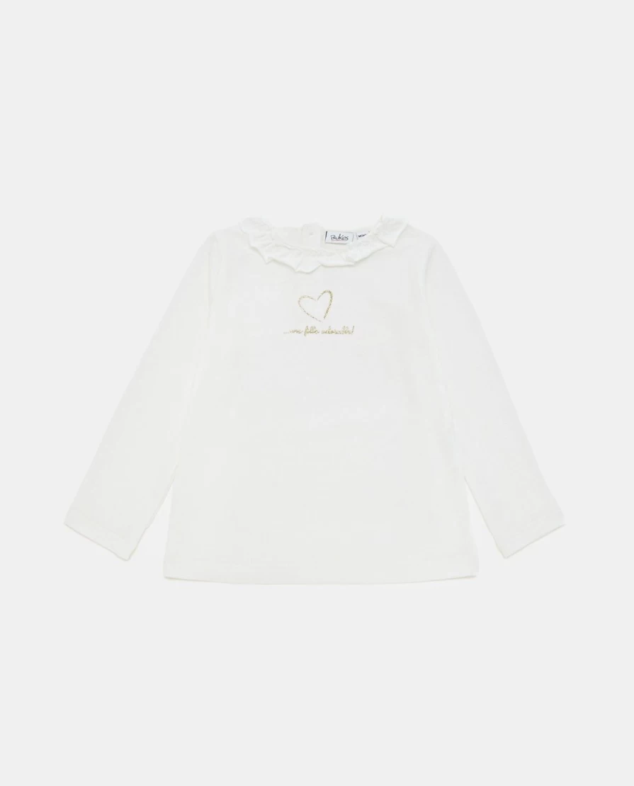 Blukids Newborn Baby Girls Ruffled Neck Stretch Cotton T-Shirt
