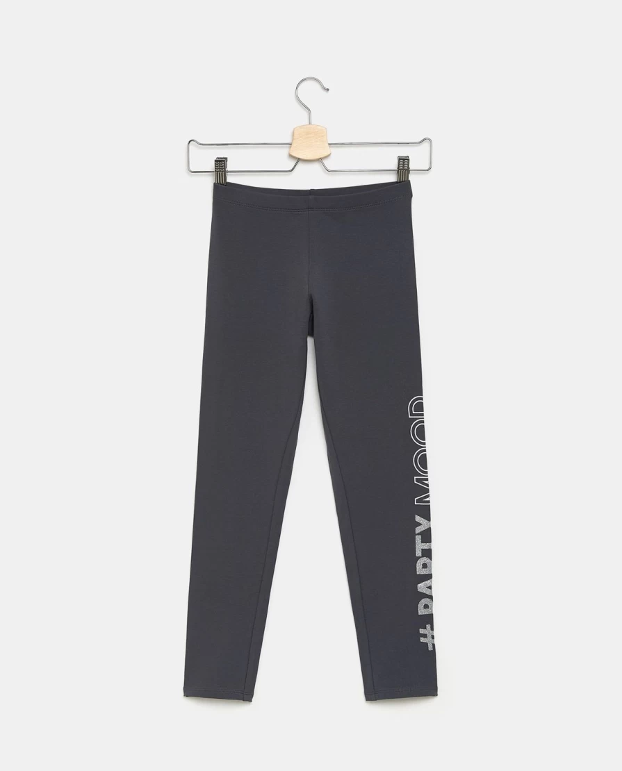 "Blukids Youth Glitter Writing Stretch Cotton Leggings for Girls"