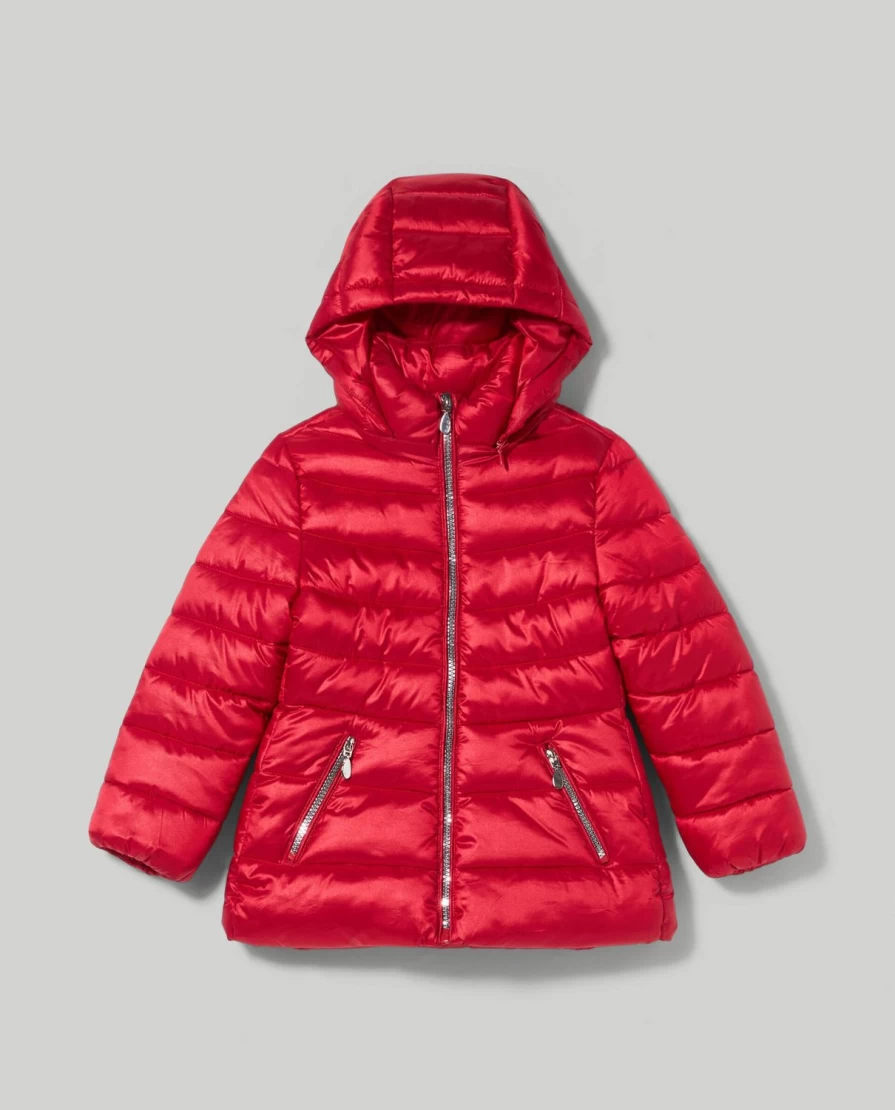 Blukids Recycled Wadded Hooded Down Jacket for Children - Warm Eco-Friendly Padded Coat for Girls