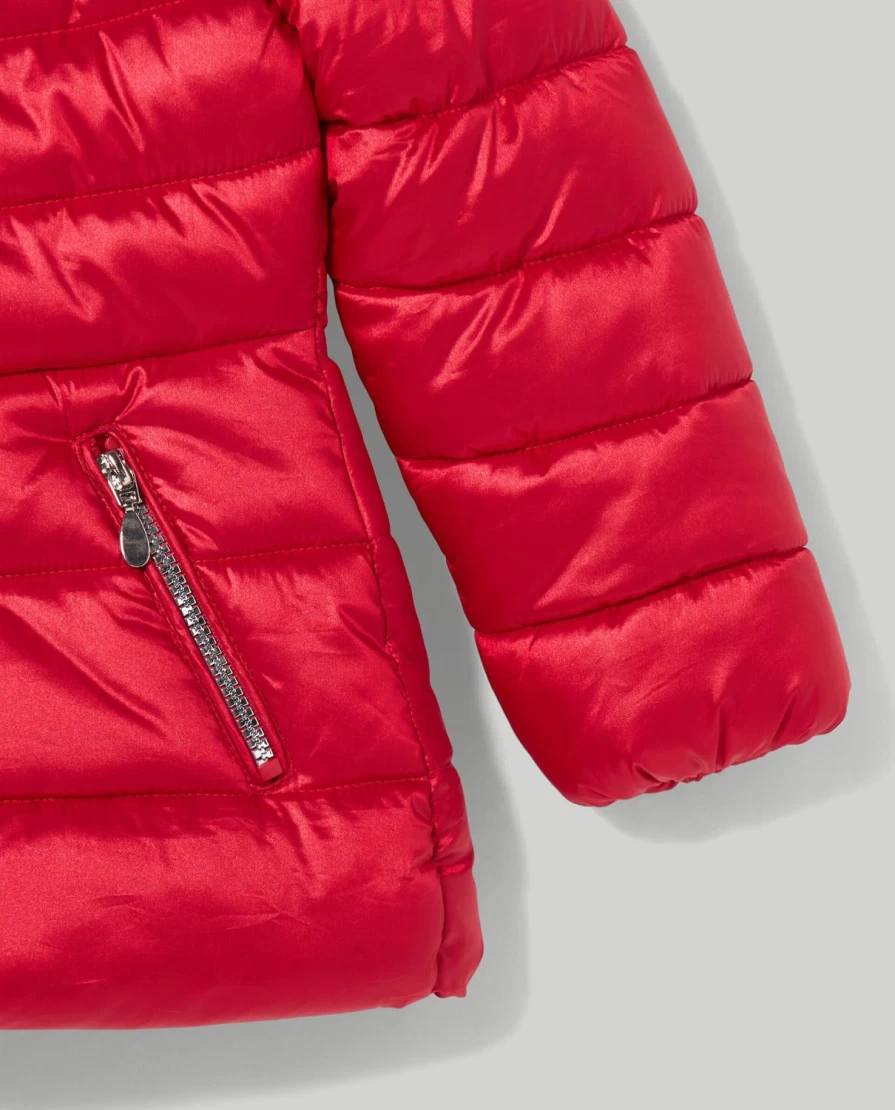 Blukids Recycled Wadded Hooded Down Jacket for Children - Warm Eco-Friendly Padded Coat for Girls