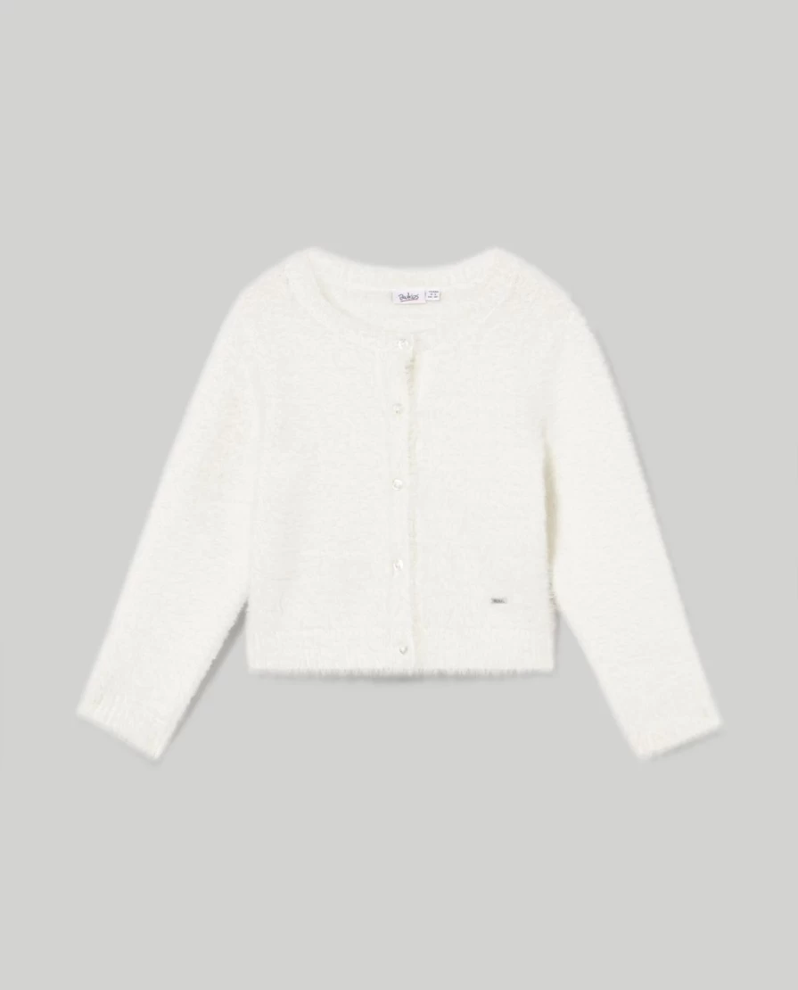 Blukids Girls' Fur Effect Yarn Cardigan - Soft Cozy Kids Sweater