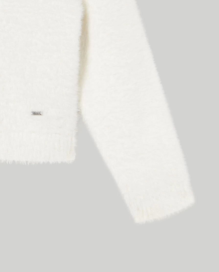 Blukids Girls' Fur Effect Yarn Cardigan - Soft Cozy Kids Sweater
