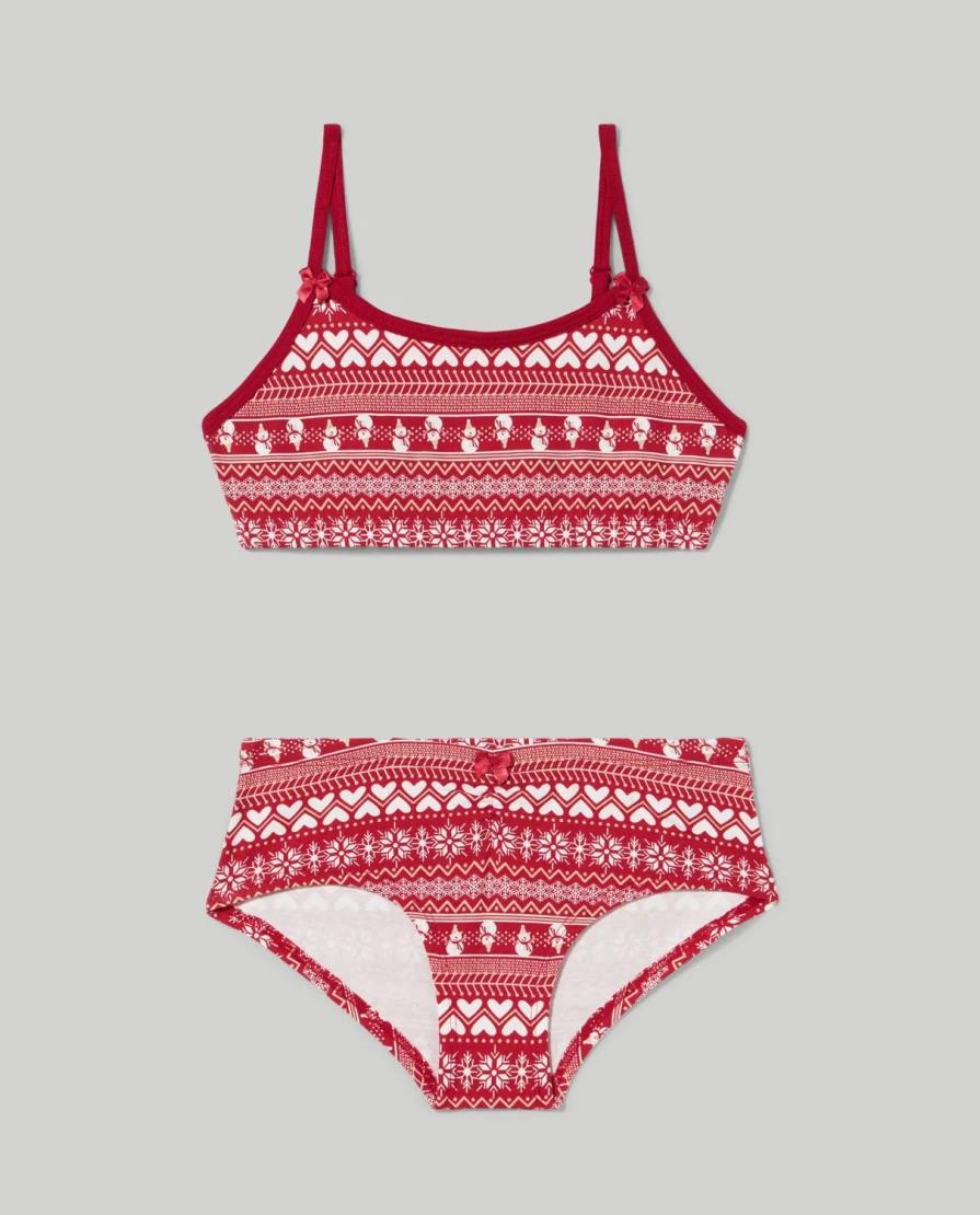 Blukids Youth Girls Christmas Underwear Set - Festive Holiday Pajamas