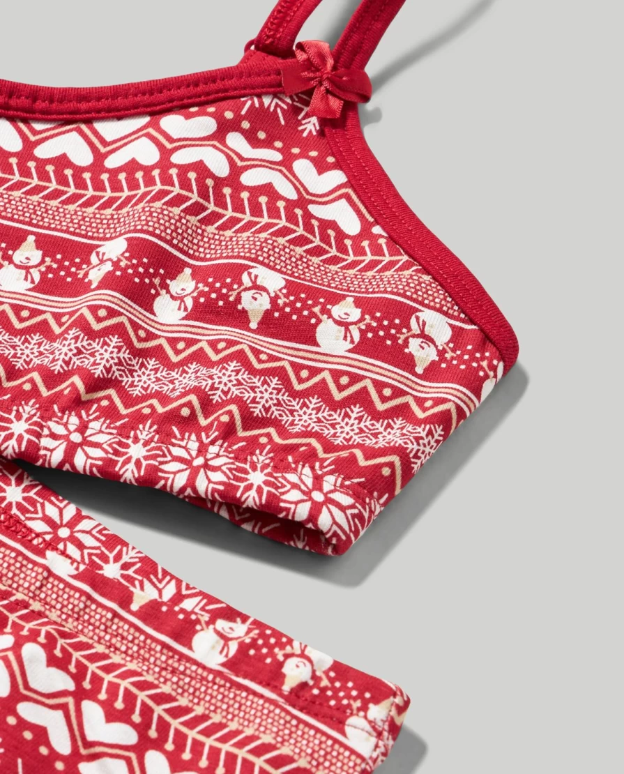 Blukids Youth Girls Christmas Underwear Set - Festive Holiday Pajamas