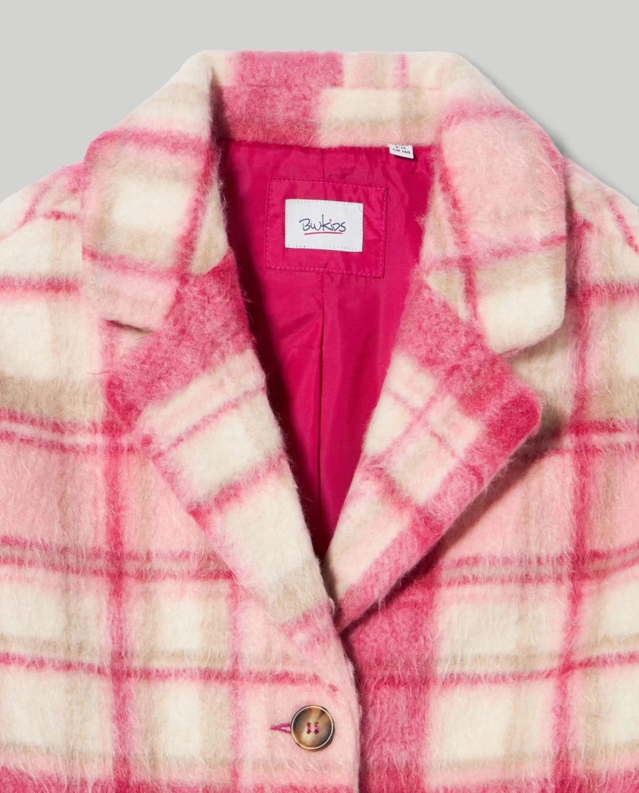 "Blukids Youth Scottish Plaid Coat for Girls - Traditional Tartan Winter Jacket"