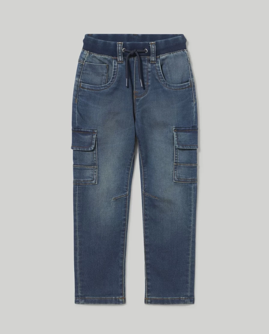 Blukids Boys' Denim Fleece Joggers with Side Pockets - Comfortable Children's Casual Pants