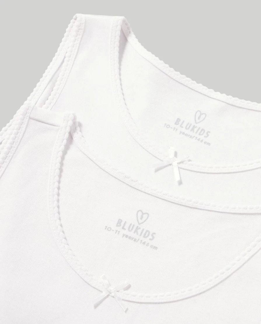 Blukids Youth 2-Pack Pure Cotton Undershirts for Girls - Soft Comfortable Breathable