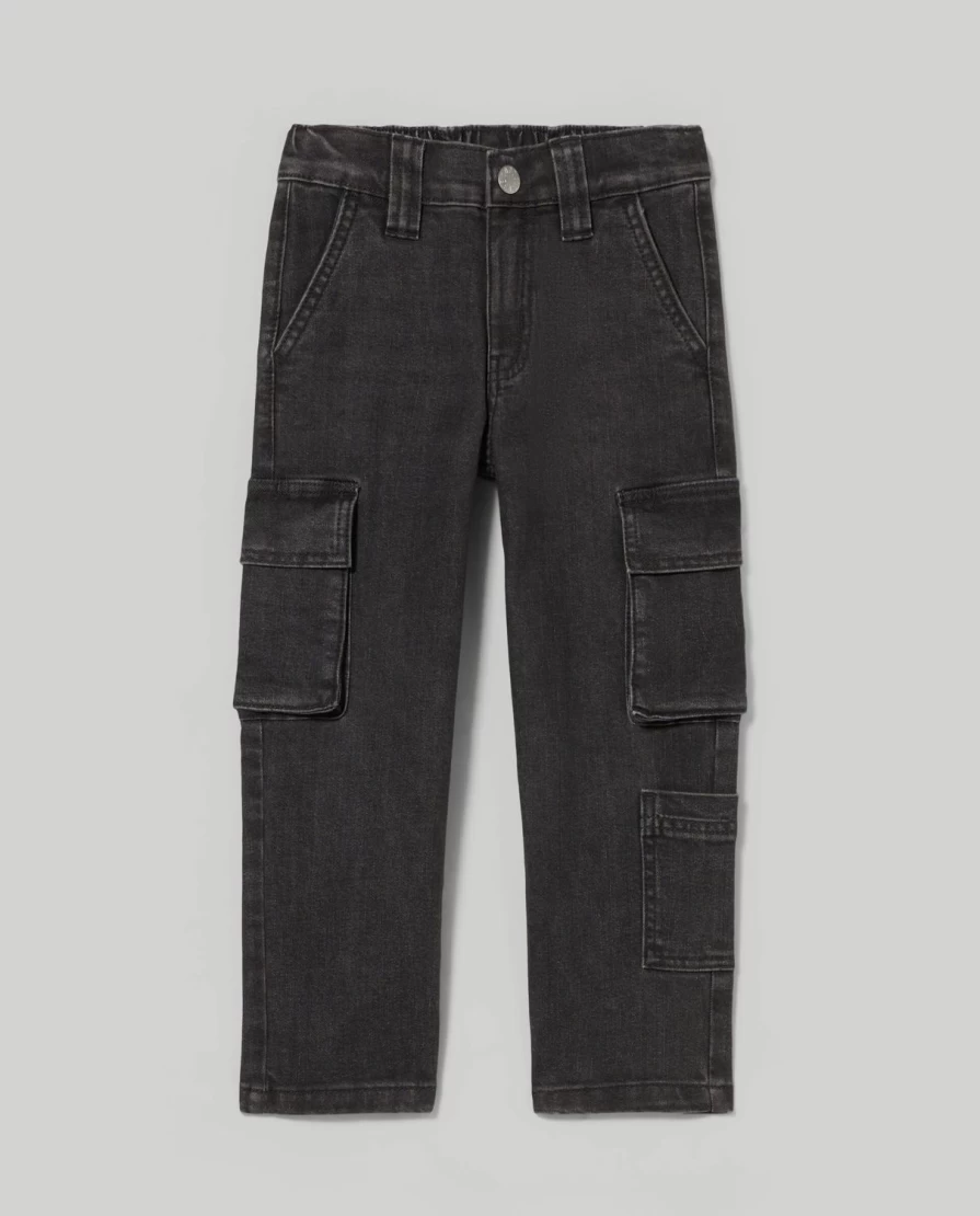 "Blukids Boys' Stretch Denim Cargo Pants for Children – Comfortable & Durable"