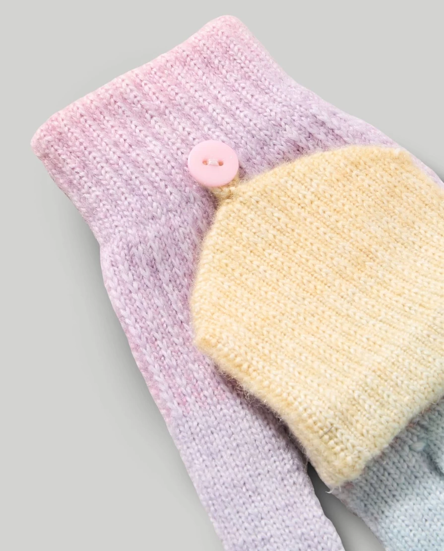 Blukids Children's Tricot Gloves With Knob - Soft Knit Winter Gloves for Kids