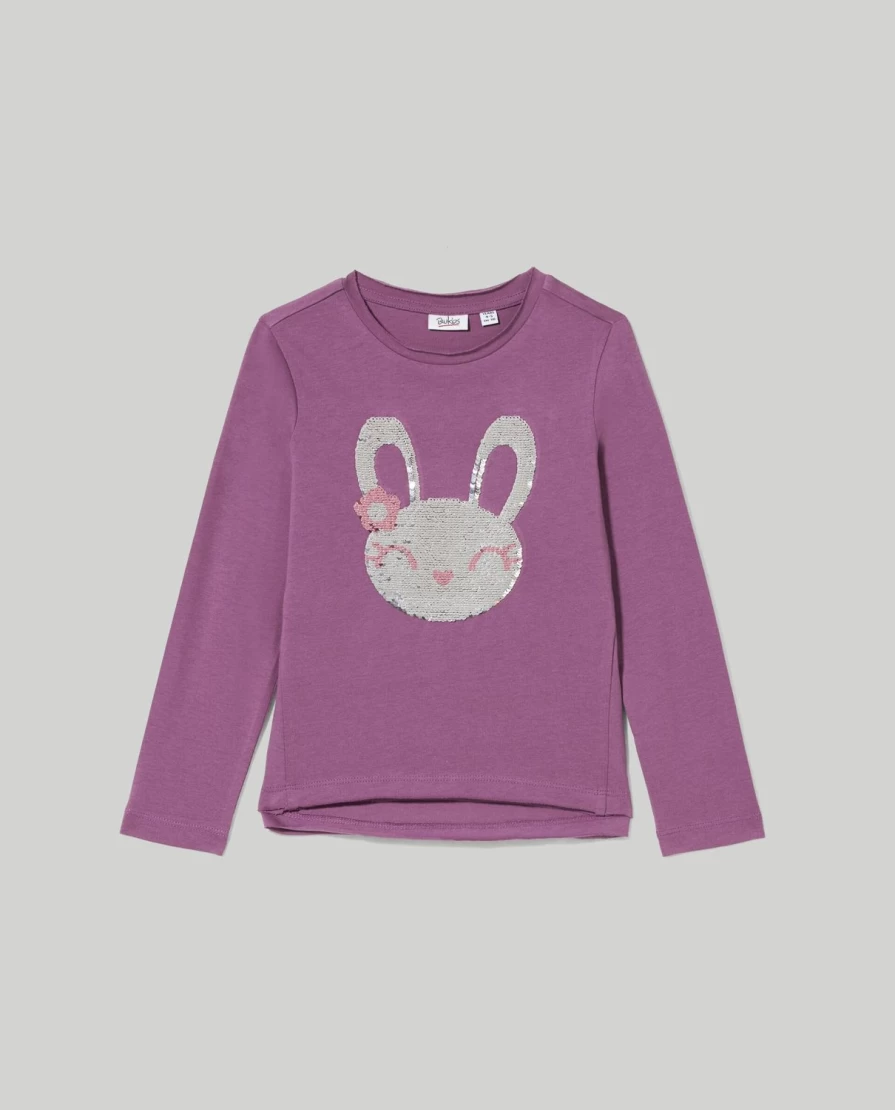 Blukids Girls' Sparkling Sequins Pure Cotton T-Shirt for Children