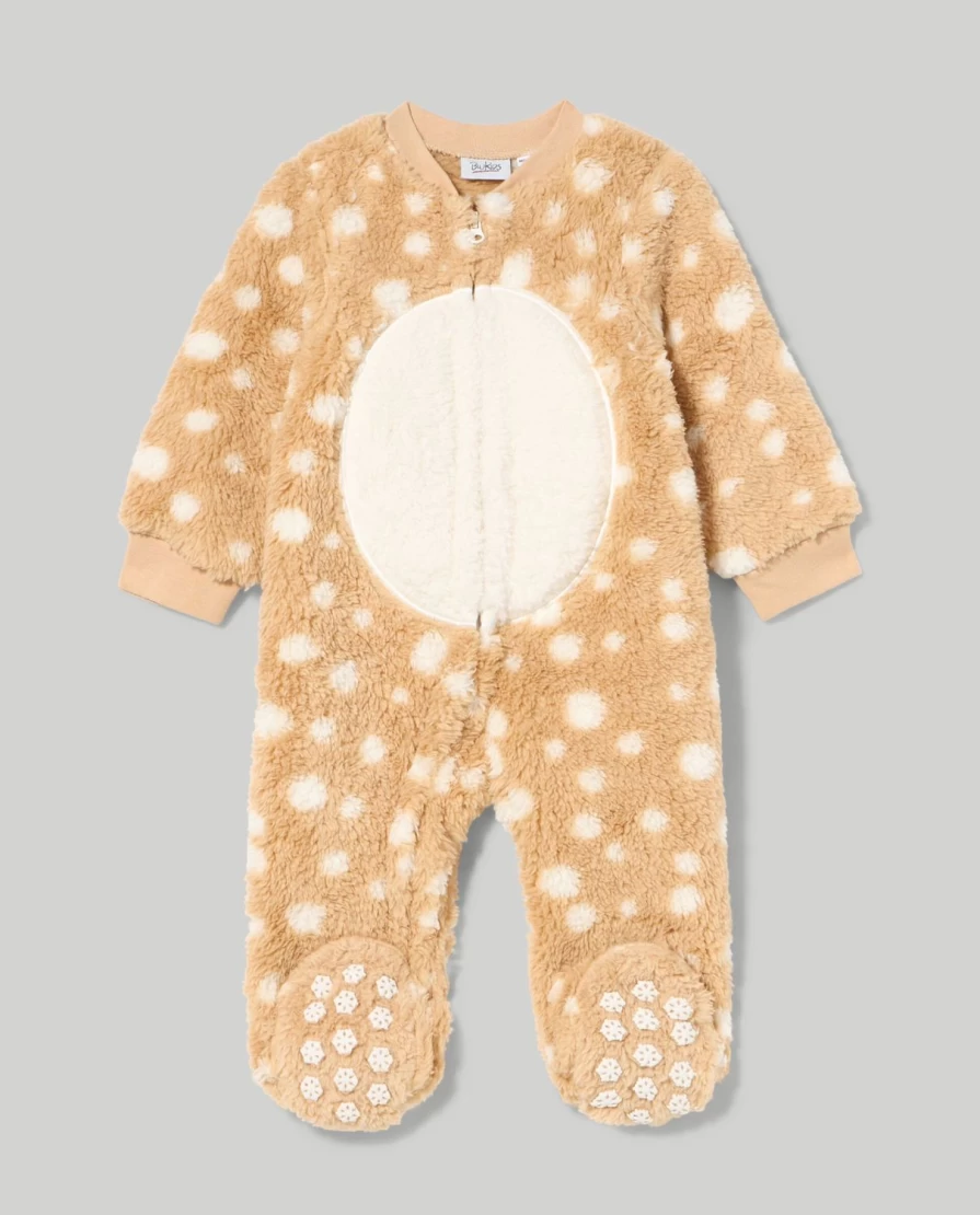 Blukids Baby Teddy Bear Onesie with Non-Slip Feet - Soft & Cozy Unisex Infant Romper