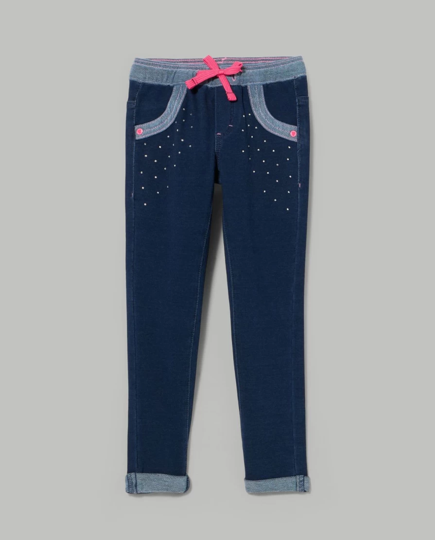 "Blukids Girls' Denim Sweatshirt Treggings | Comfortable Kids' Denim Leggings"