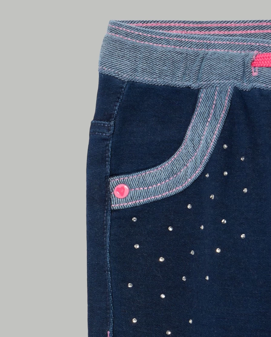 "Blukids Girls' Denim Sweatshirt Treggings | Comfortable Kids' Denim Leggings"