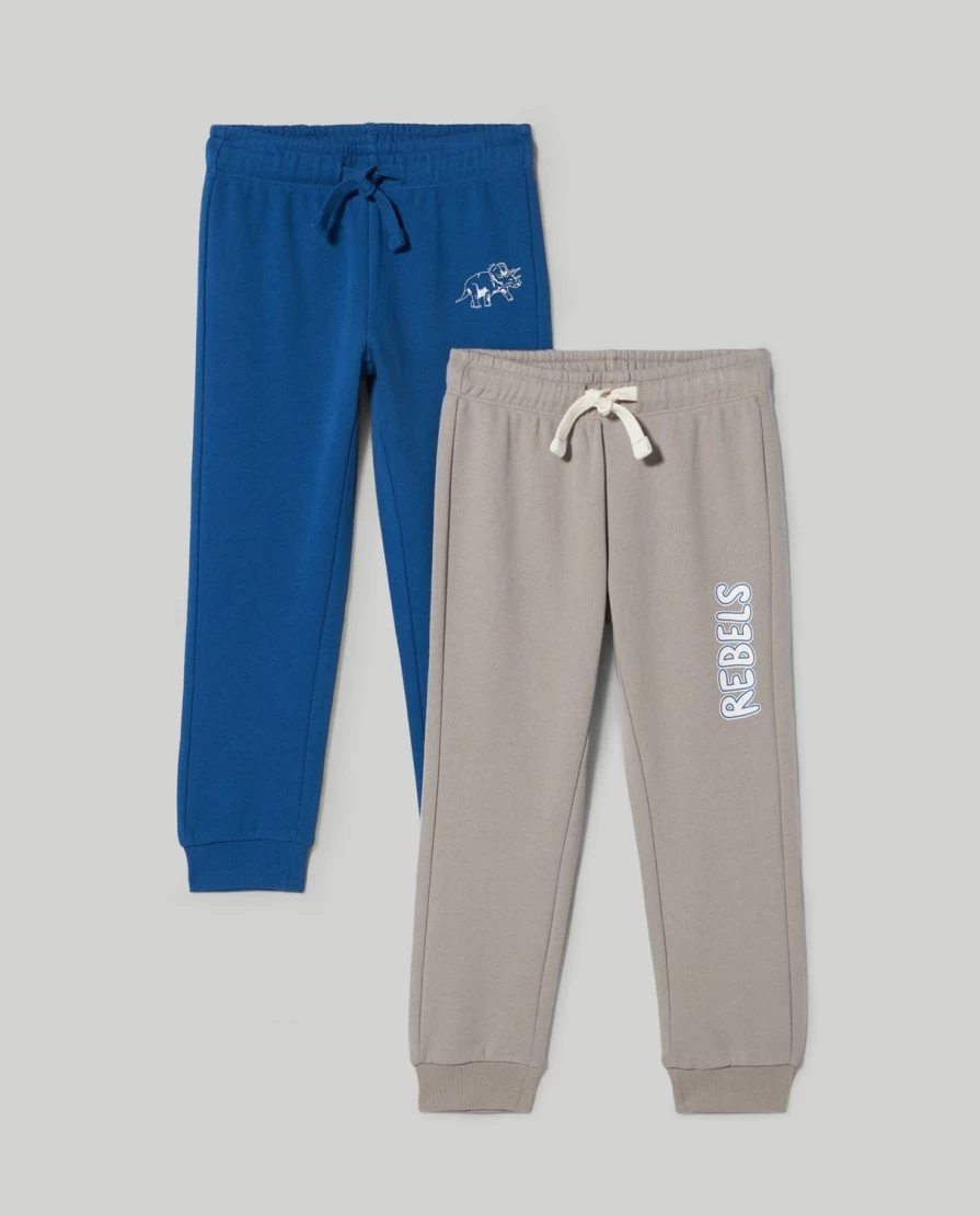 Blukids Boys' Cotton Joggers - Pack of 2 Comfortable Athletic Pants for Children