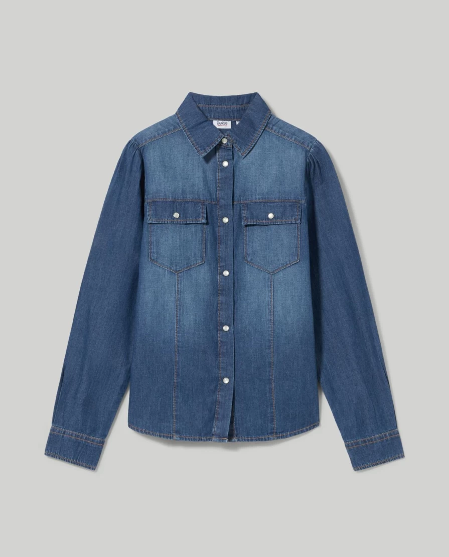 Blukids Youth Girls' Pure Cotton Denim Shirt - Comfortable & Stylish Casual Top