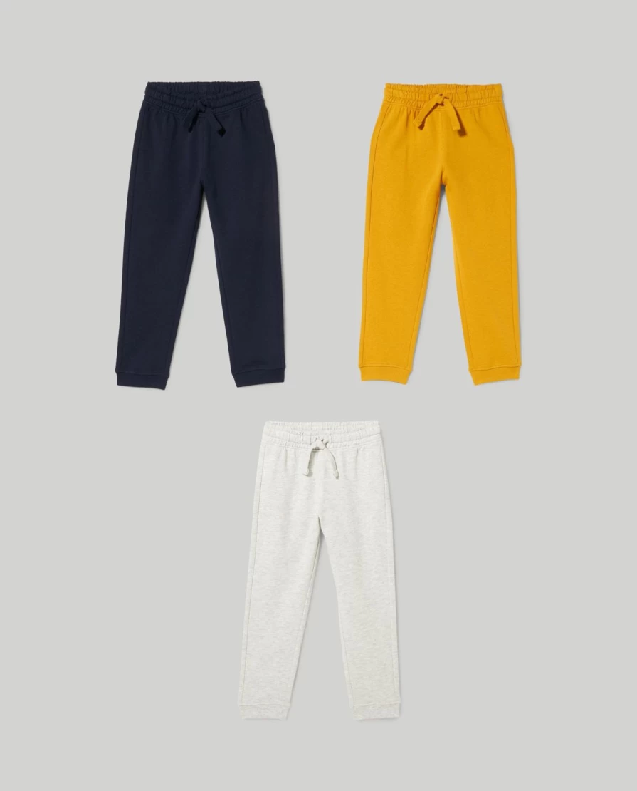 "Blukids 3-Pack Cotton Joggers for Children – Comfortable Boys' Active Pants"