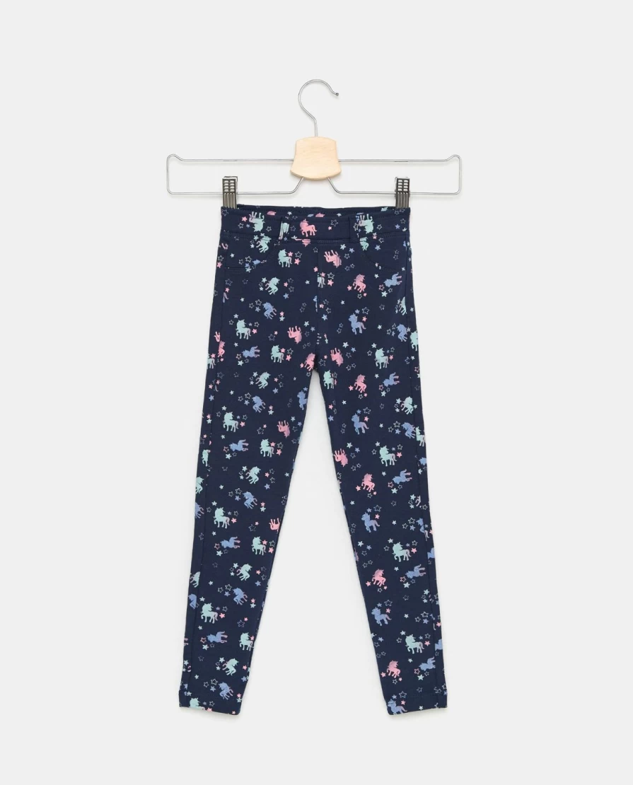 Blukids Girls' Stretch Cotton Patterned Trousers for Children - Comfortable & Stylish Kids Pants