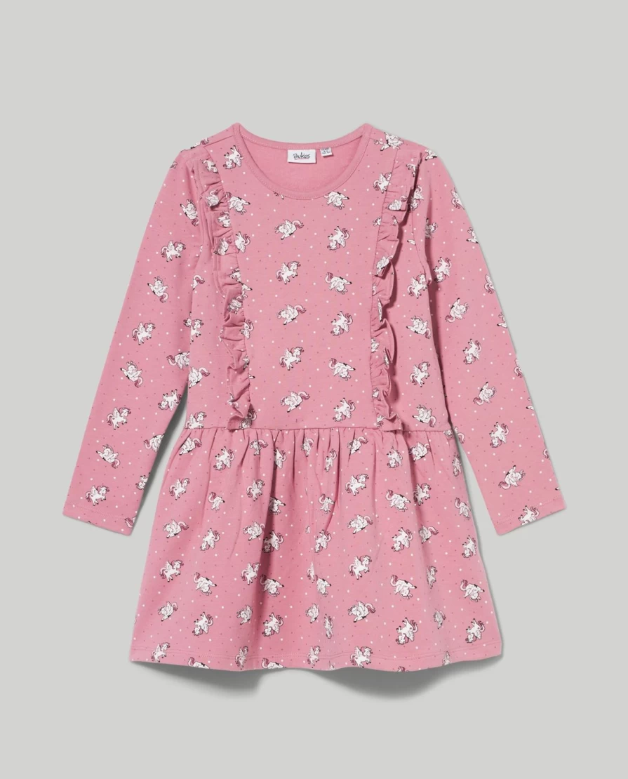 Blukids Girls' Stretch Fleece Dress - Soft & Cozy Kids' Winter Dress