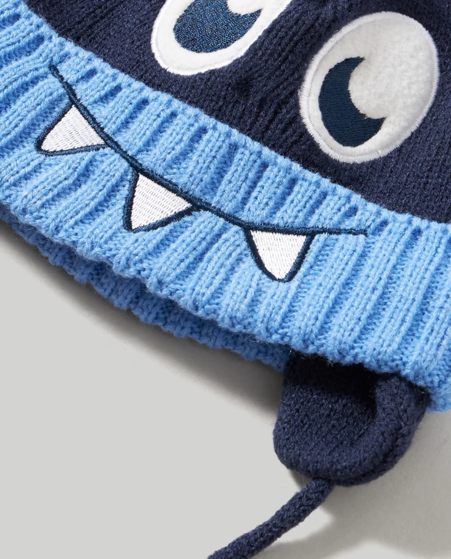 Blukids Newborn Baby Hat With Earflaps - Warm Winter Knitted Beanie for Infants