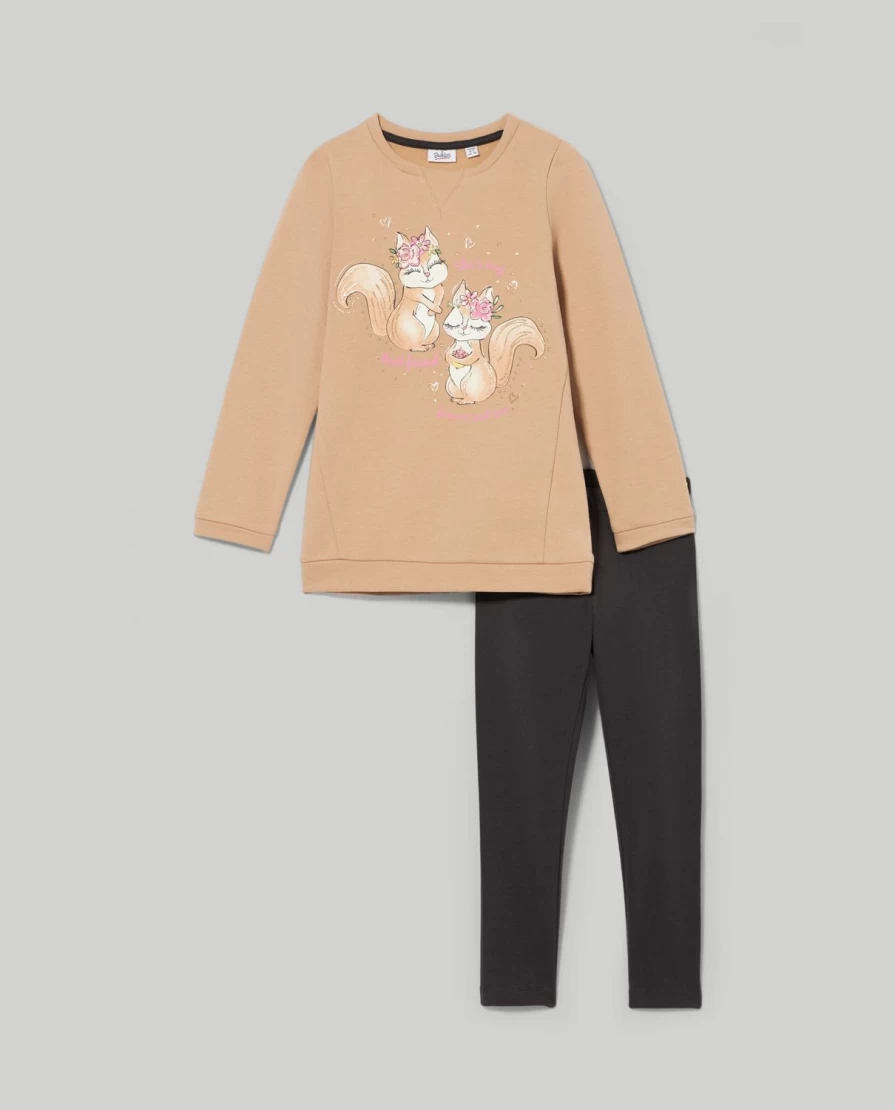 "Blukids Girls' Brushed Cotton Jogging Set - Comfortable Sweatshirt & Pants Outfit for Children"