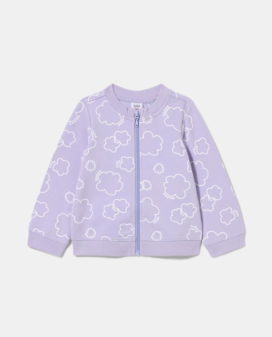 Blukids Newborn Cotton Fleece Zip-Up Cardigan for Baby Girls - Soft & Cozy