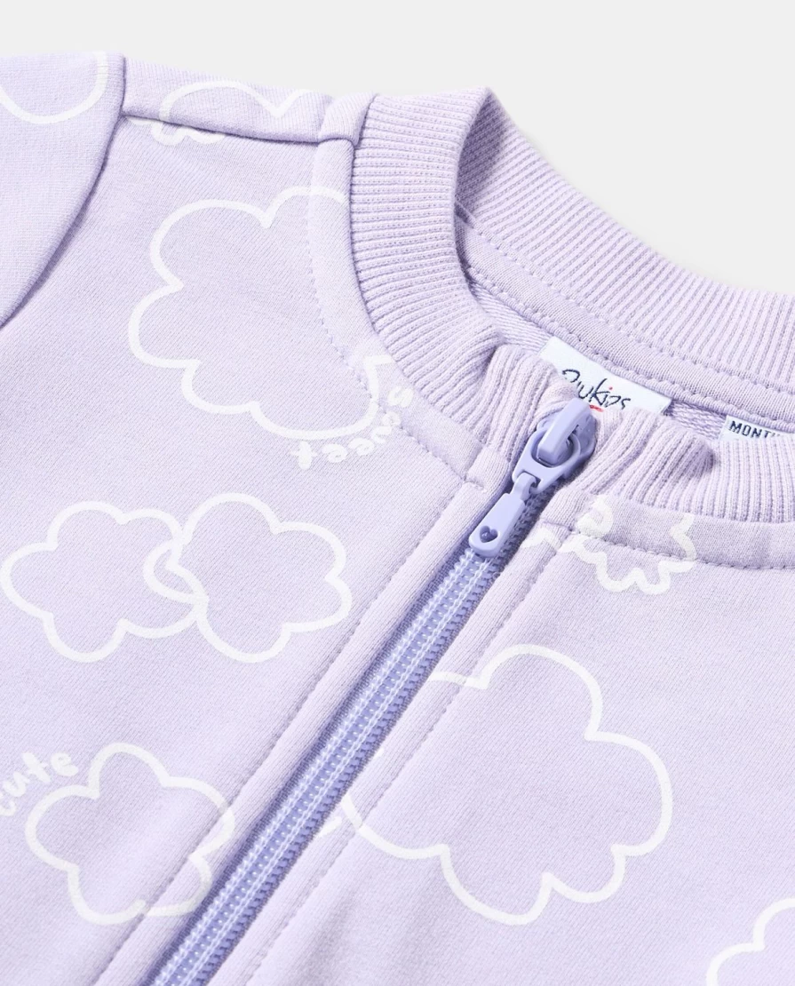 Blukids Newborn Cotton Fleece Zip-Up Cardigan for Baby Girls - Soft & Cozy