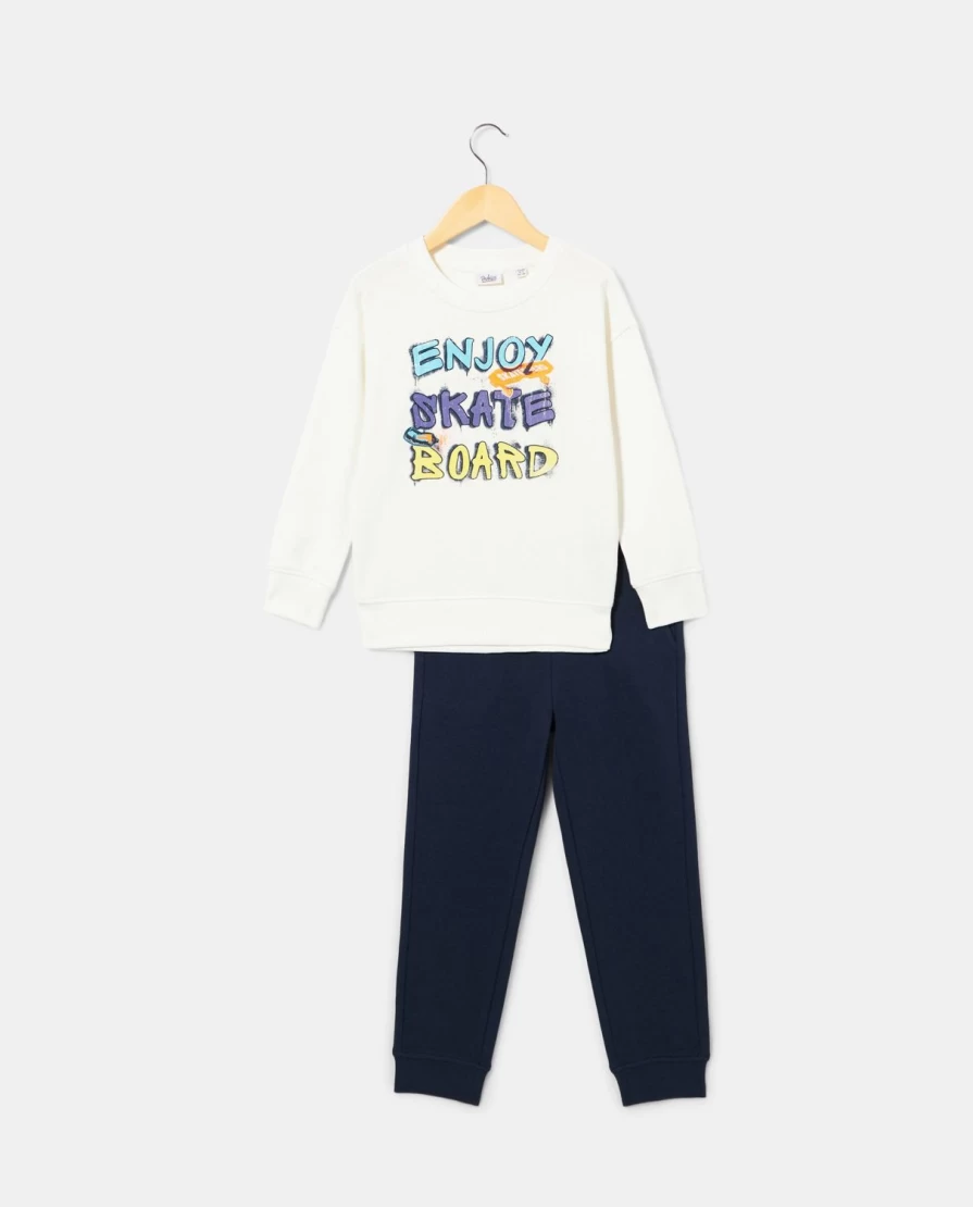 "Blukids Boys' Pure Cotton Jogging Set - Comfortable Kids Sweatshirt & Pants Outfit"