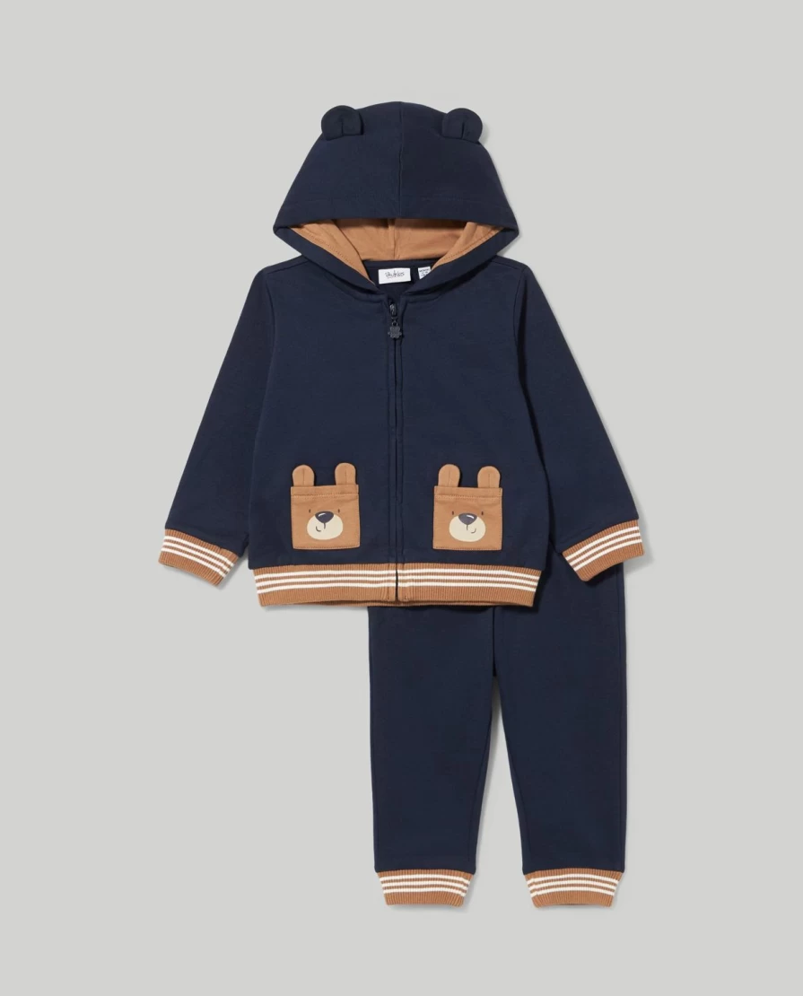 "Blukids Newborn Pure Cotton Jogging Set with 3D Appliques – Soft Baby Sweatshirt & Pants"