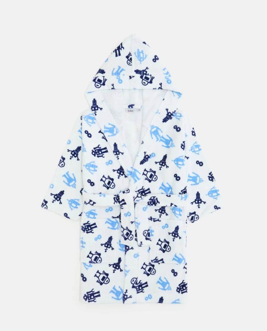 Blukids Kids Cotton Bathrobe with All-Over Print - Soft & Comfortable Children's Robe