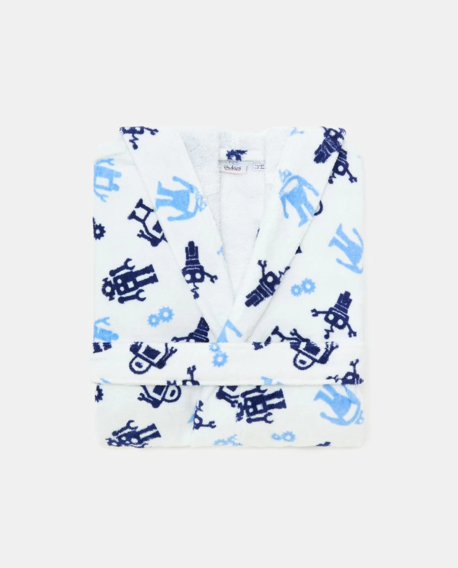 Blukids Kids Cotton Bathrobe with All-Over Print - Soft & Comfortable Children's Robe