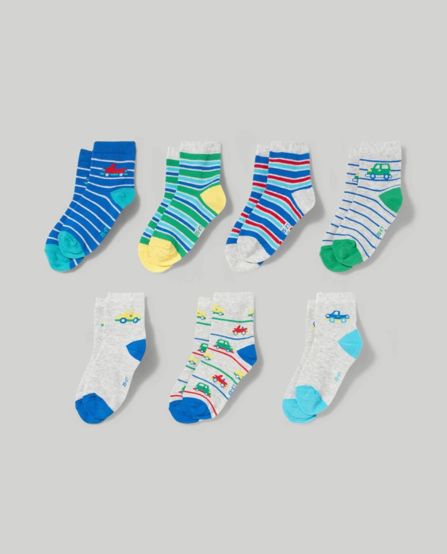 Blukids 7-Pack Soft Cotton Blend Socks for Kids - Comfortable & Durable Children's Socks