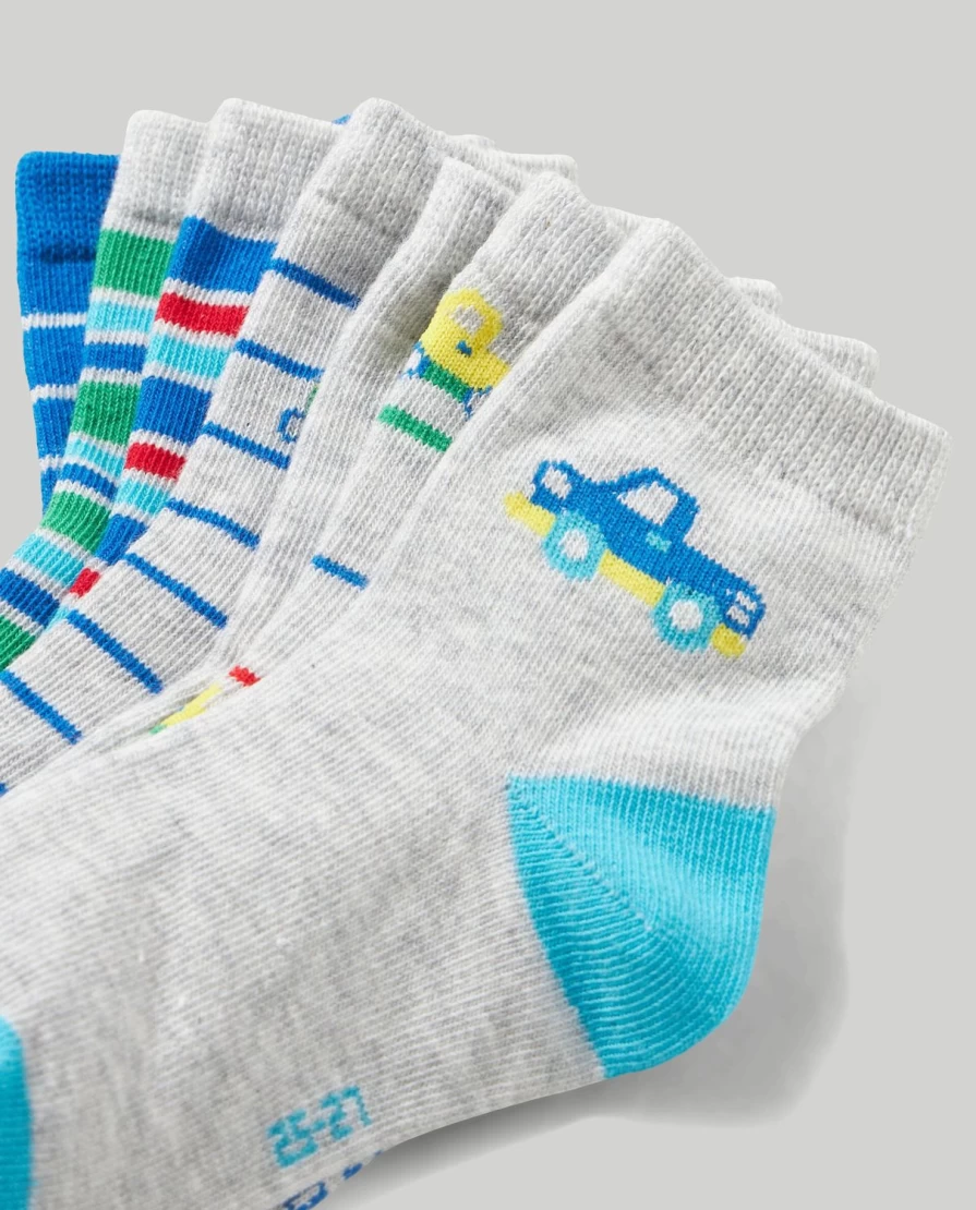 Blukids 7-Pack Soft Cotton Blend Socks for Kids - Comfortable & Durable Children's Socks