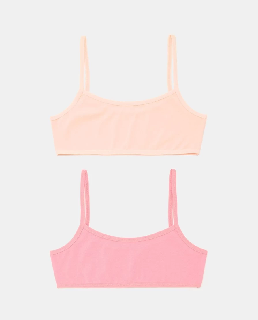 Blukids Youth Pack of 2 Comfortable Bandeau Bras for Girls - Soft & Stretchy