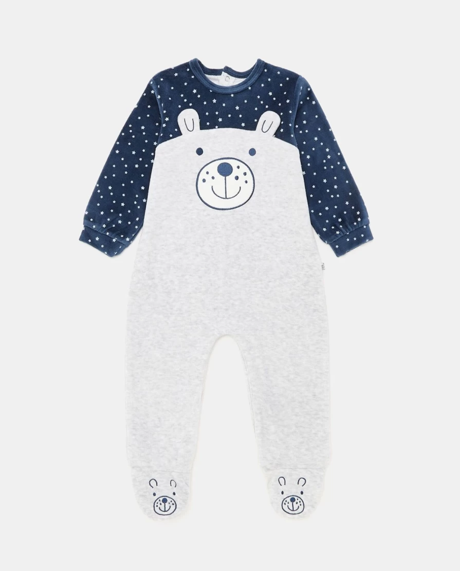 "Blukids Velor Cotton Blend Long Romper for Newborns – Soft & Comfortable Baby Jumpsuit"