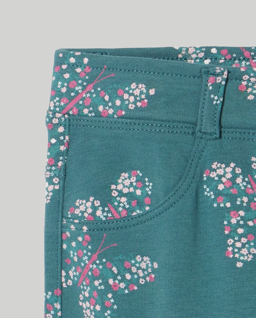 "Blukids Girls' Cotton Fleece Treggings with Fun Print – Stretch Comfort for Kids"