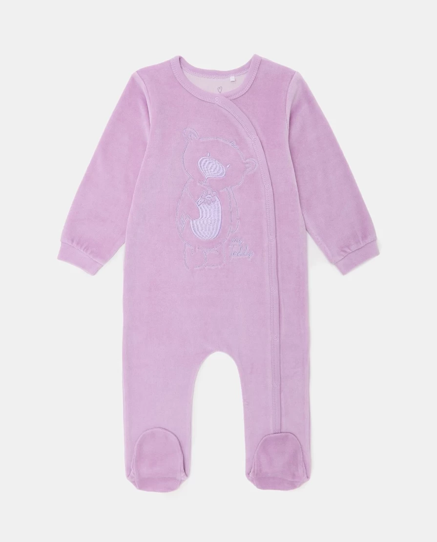 Blukids Newborn Baby Girl's Soft Velour Onesie - Cozy Long Sleeve Romper