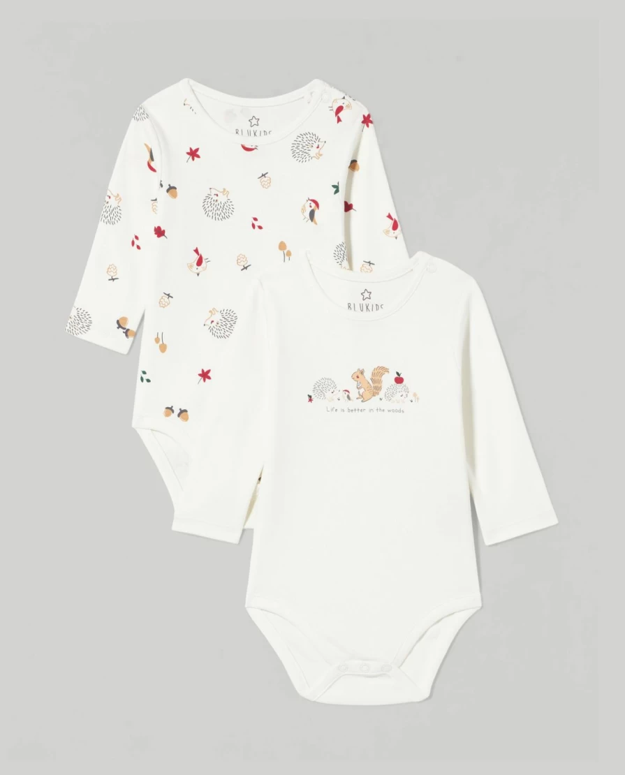 Blukids 2-Pack Long-Sleeve 100% Cotton Baby Bodysuits for Newborns - Soft Infant Onesies
