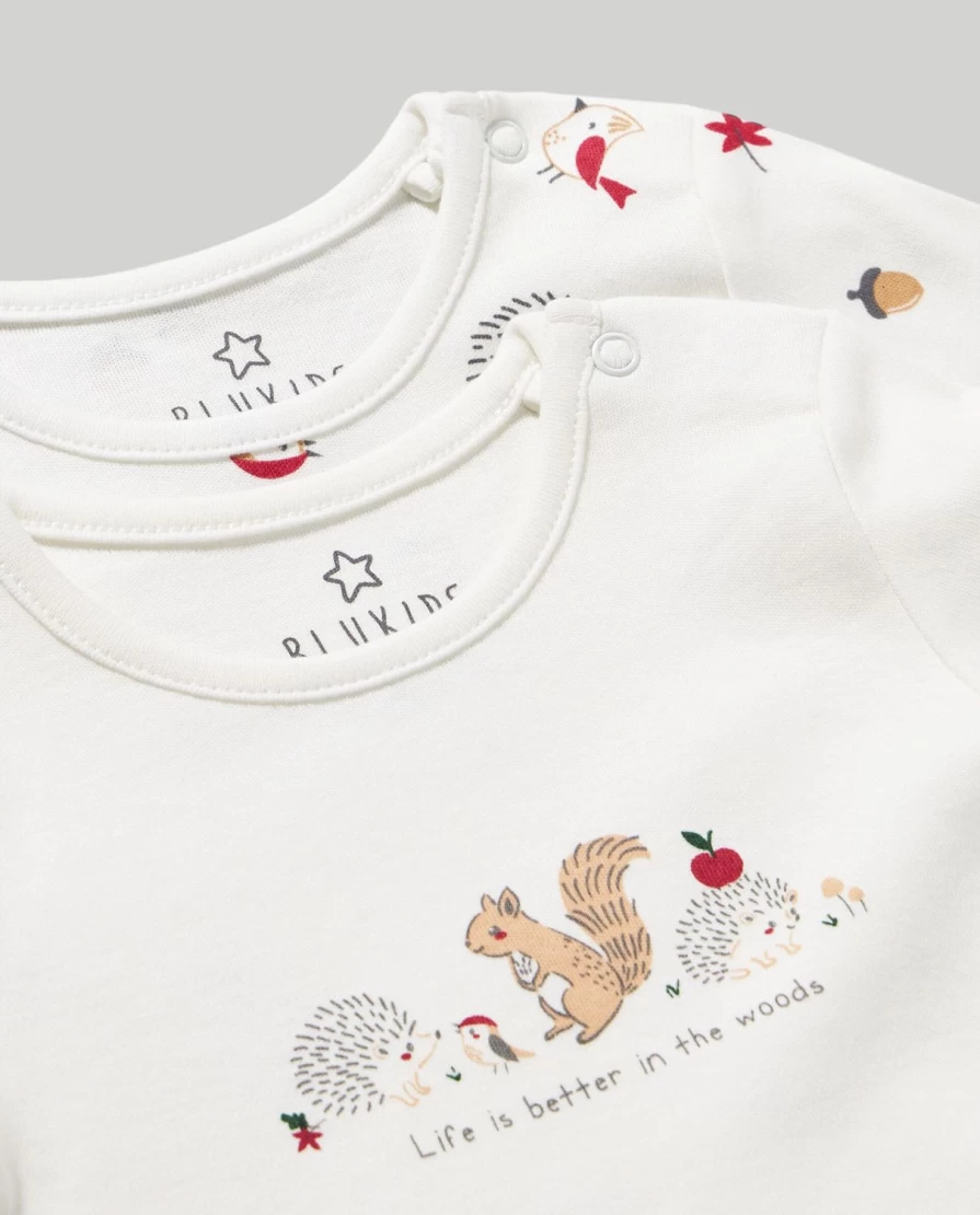 Blukids 2-Pack Long-Sleeve 100% Cotton Baby Bodysuits for Newborns - Soft Infant Onesies