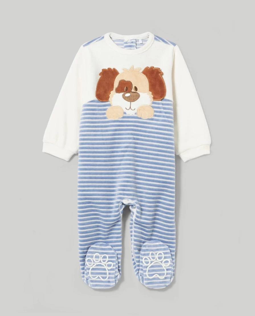 Blukids Striped Chenille Newborn Onesie - Soft Unisex Baby Pajamas for Birth