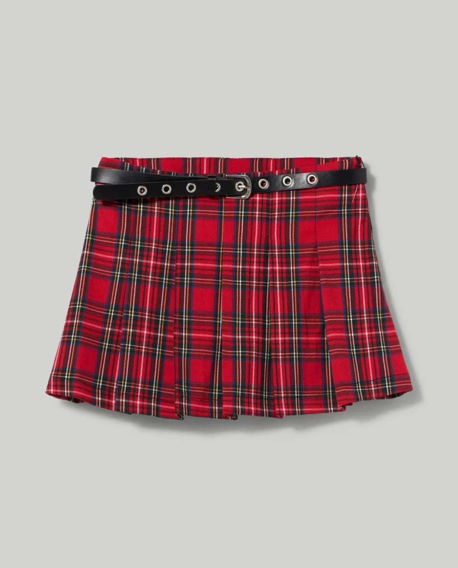 "Blukids Youth Checked Pleated Skirt for Girls – Stylish and Comfortable"