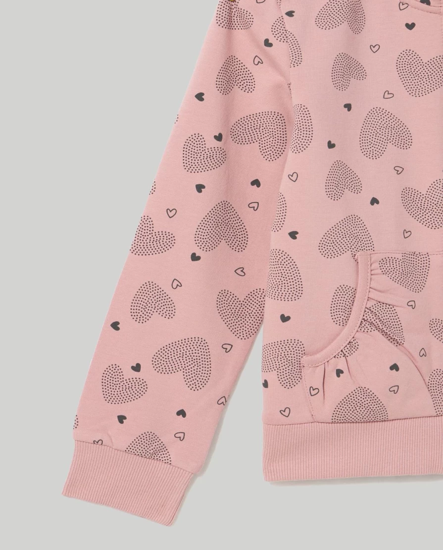 Blukids Girls' Full Zip Printed Sweatshirt for Children - Comfortable & Stylish Hoodie