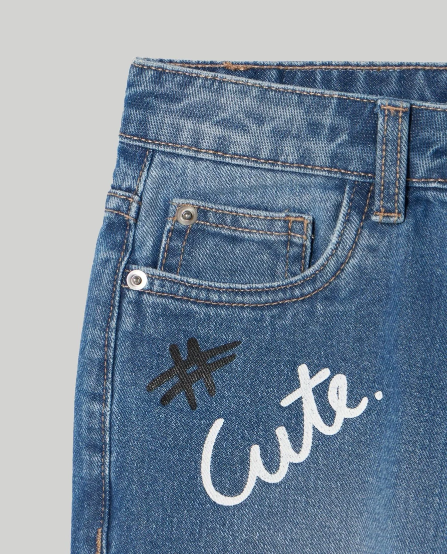 "Blukids Youth Cotton Denim Jeans for Girls - Comfortable Mom Fit Style"
