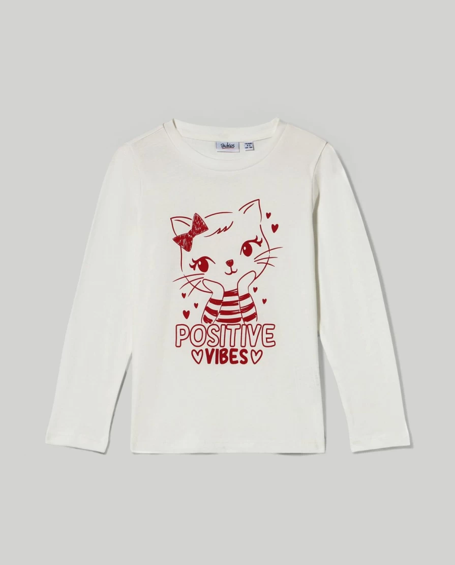 Blukids Girls' Long-Sleeve 100% Cotton T-Shirt - Soft & Comfortable Kids Top