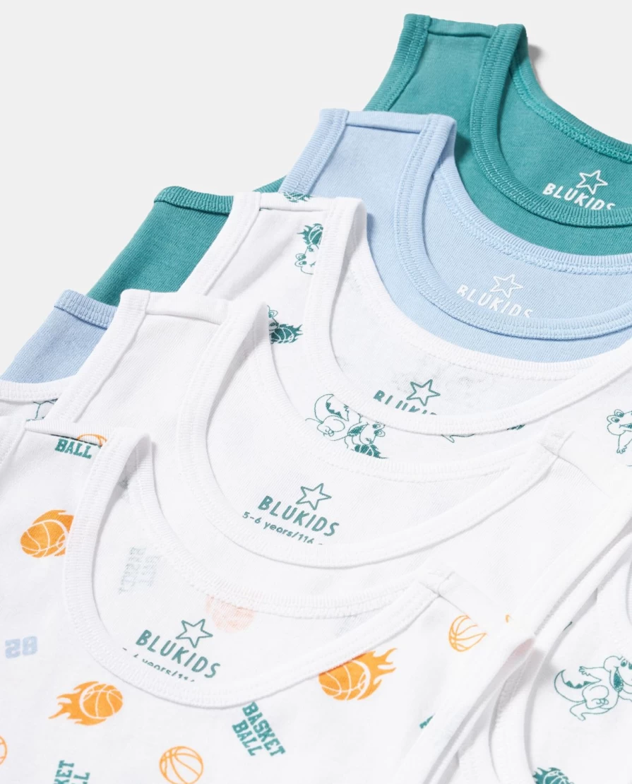 "Blukids 5-Pack Pure Cotton Kids Tank Tops For Boys & Girls"