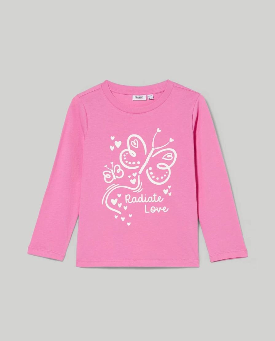 "Blukids Girls' Long-Sleeve 100% Cotton T-Shirt – Soft & Comfortable Kids Top"