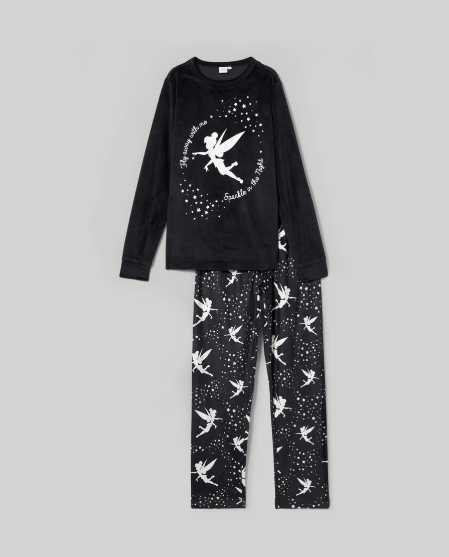 "Blukids Youth Long Velour Pajamas with Cute Girl Print - Soft & Comfortable Sleepwear"