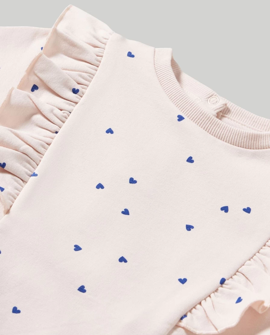 Blukids Newborn Stretch Cotton Ruffled Sweatshirt - Soft Baby Girl & Boy Romper